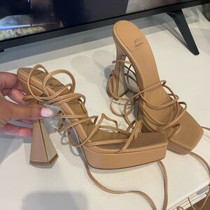 Jeffrey Campbell nude platform lace up sandals